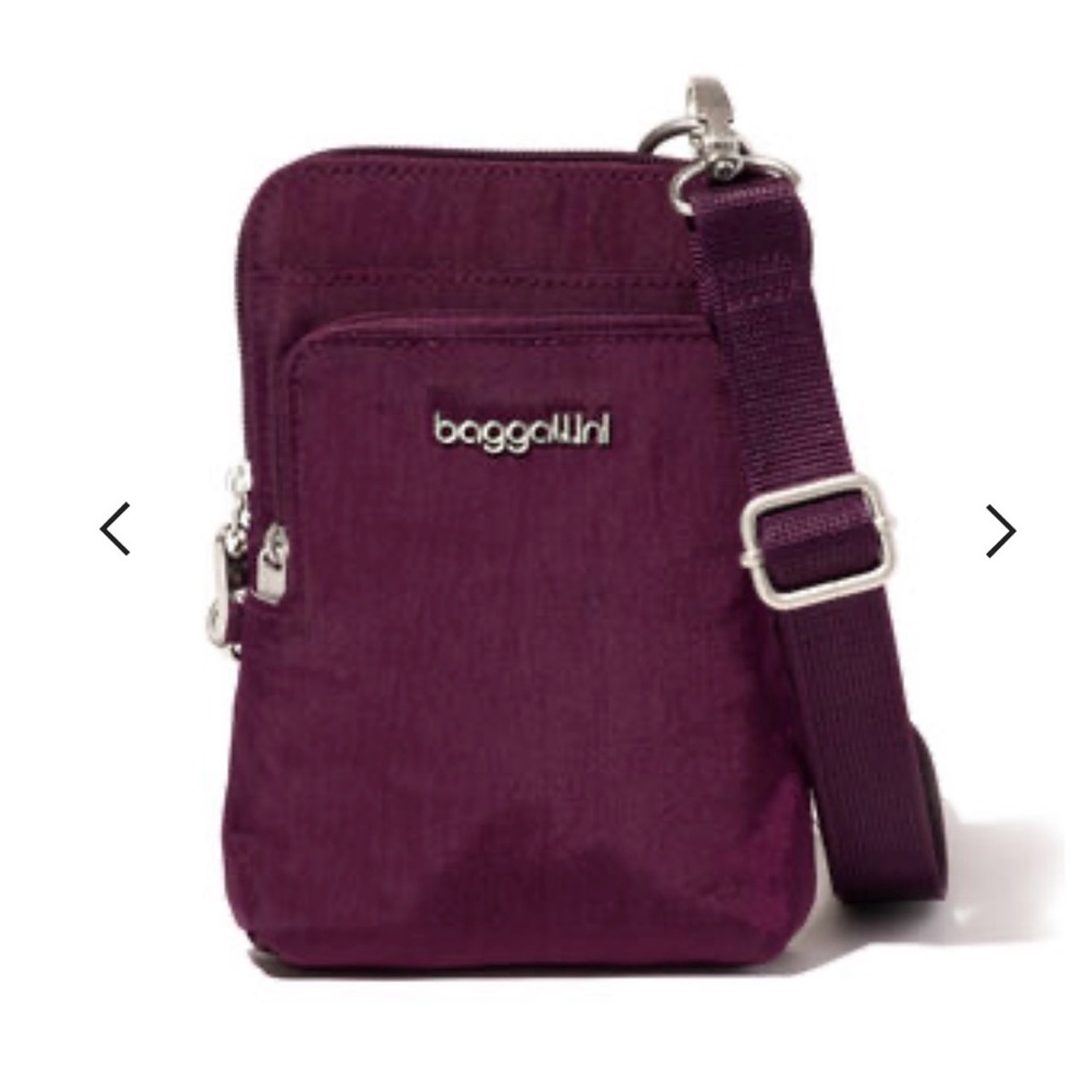 Baggallini RFID Mulberry Crossbody Organizer with Silver Hardware